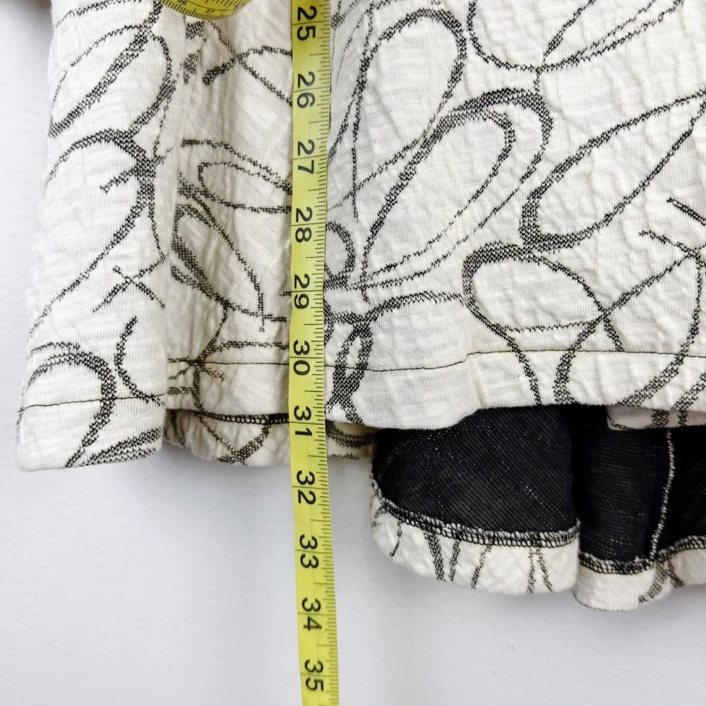 IC by Connie K Textured Swing Jacket Cream Black Abstract Swirl Size Large